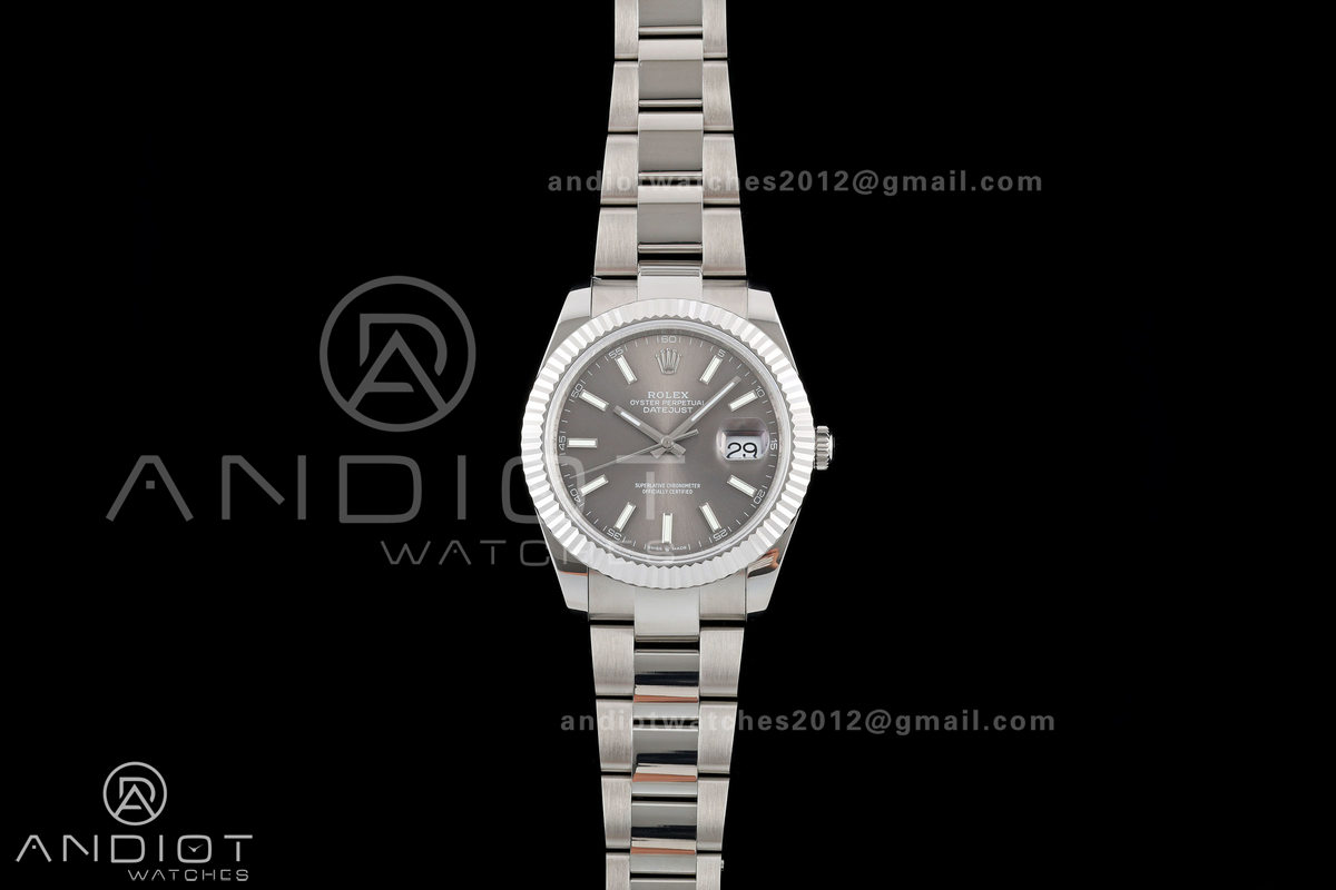 DateJust 41 126334 QF 1:1 Best Edition Gray Stick Dial on Oyster Bracelet JH3235 (Free Sprung)